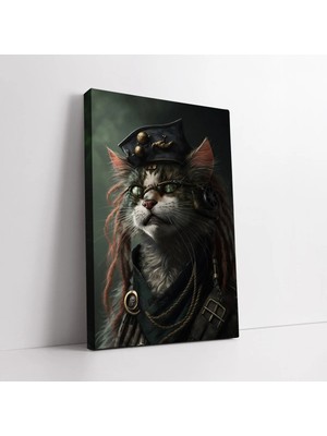 Mushen Studio Karizma Korsan Kedi Sanatsal , Kaptan Kedi Tasarım Dekor Her Mekana Uygun Tablo Kanvas Tablo Duvar D