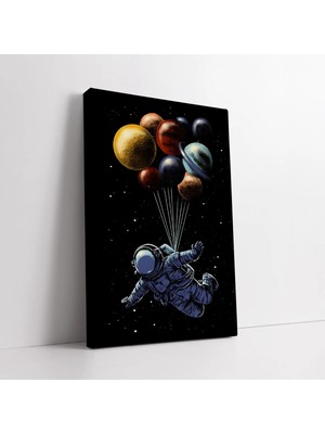 Mushen Studio Renkli Gezegenler ve Astronot Uzay Kanvas Tablo Duvar Dekoru Salon Ofis Yatak Odası