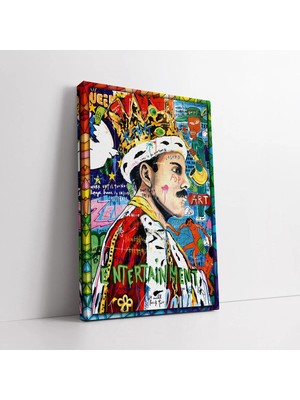 Mushen Studio Banksy Graffiti Freddie Mercury Kanvas Tablo Duvar Dekoru Salon Ofis Yatak Odası