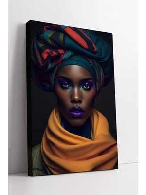 Mushen Studio Sanatsal Portre Tasarımı Afrikalı Kadın  Modern Tarz Estetik Ev Ofis Duvar Dekoru Kanvas Tablo Duvar