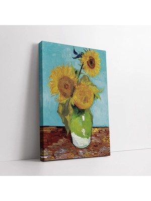 Mushen Studio Ressamlardan Vincent Van Gogh Üç Ayçiçekli Vazo Sanatsal , Klasik Ressam Tablosu Dekor Kanvas Tablo