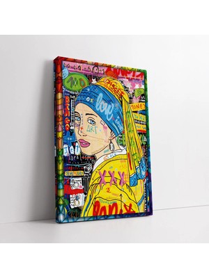 Mushen Studio Pop Art Inci Küpeli Kız Graffiti Kanvas Tablo Duvar Dekoru Salon Ofis Yatak Odası