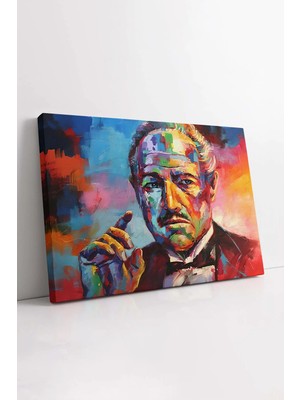 Mushen Studio The Godfather Baba Film Don Vito Corleone Marlon Brando Mafya Renkli Yağlı Boya Efektli Kanvas Tablo