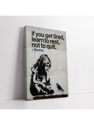 Mushen Studio Banksy Grafiti Çocuk ve Kuş Motivasyon Sözleri Sanatsal  Ev Ofis Için Motivasyonel Dekor Kanvas Tabl