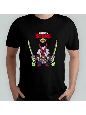 Pixxa Brawl Stars Kenji Oni %100 Pamuklu Bisiklet Yaka T-Shirt Model 3