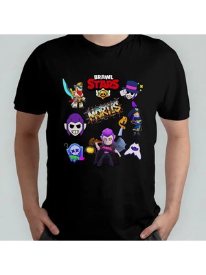 Pixxa Mortis Brawl Stars Unisex %100 Pamuklu Bisiklet Yaka T-Shirt Model 1