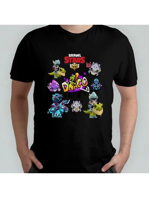Pixxa Brawl Stars Draco %100 Pamuklu Bisiklet Yaka T-Shirt Model 2