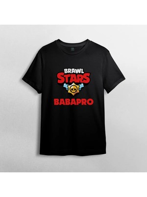 Pixxa Brawl Stars Babapro %100 Pamuklu Bisiklet Yaka Çocuk T-Shirt