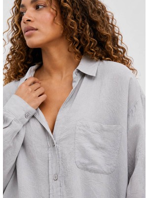 Brandhills Açık Gri Renk Modal Karışımlı Oversize Gömlek