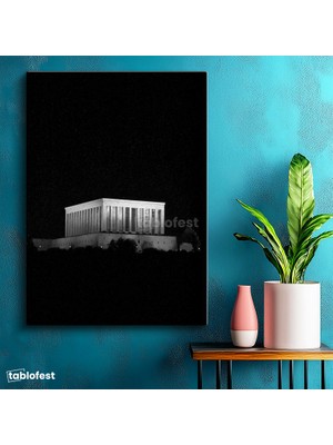 Tablofest Dikey Kanvas Tablo Anıtkabir Karanlık Silüet Atatürk Tablosu Ev Ofis Duvar Dekoru