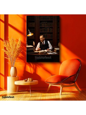 Tablofest Dikey Kanvas Tablo Atatürk Makam Çalışma Masası Atatürk Tablosu Ev Ofis Duvar Dekoru