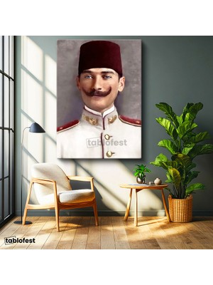 Tablofest Dikey Kanvas Tablo Atatürk Fesli Gençlik Atatürk Tablosu Ev Ofis Duvar Dekoru