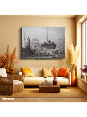 Tablofest Yatay Kanvas Tablo Sultanahmet Meydan Çeşmesi Osmanlı Tablosu Ev Ofis Duvar Dekoru