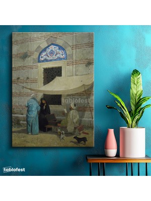 Tablofest Dikey Kanvas Tablo Cami Duvarı Önünde Arzuhalci Osmanlı Tablosu Ev Ofis Duvar Dekoru