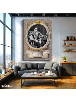 Tablofest Dikey Kanvas Tablo Sultan Iı Abdülhamid Klasik Portre Osmanlı Tablosu Ev Ofis Duvar Dekoru