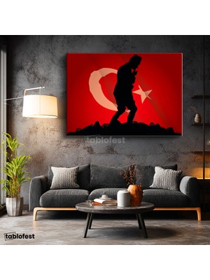 Tablofest Yatay Kanvas Tablo Atatürk Kocatepe Grafik Silüet Atatürk Tablosu Ev Ofis Duvar Dekoru