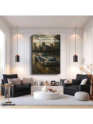 Tablofest Dikey Kanvas Tablo Bmw M3 Gtr Most Wanted Oyun Temalı Bmw Tablosu Ev Ofis Duvar Dekoru