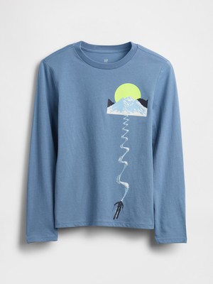 Gap Erkek Çocuk Mavi Grafik Baskılı T-Shirt