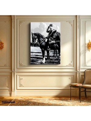 Tablofest Dikey Kanvas Tablo Atatürk At Üstünde Selam Atatürk Tablosu Ev Ofis Duvar Dekoru