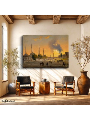 Tablofest Yatay Kanvas Tablo Istanbul Tarihi Meydan Gün Batımı Silüeti Ev Ofis Duvar Dekoru