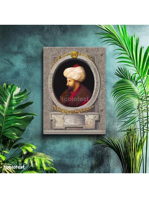 Tablofest Dikey Kanvas Tablo Fatih Sultan Mehmed Profil Portresi Osmanlı Tablosu Ev Ofis Duvar Dekoru