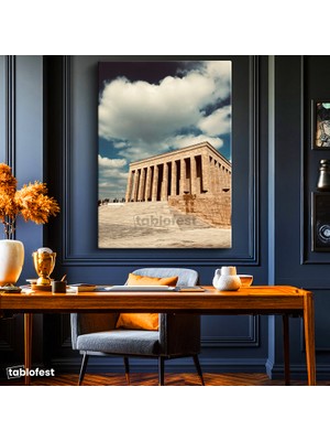 Tablofest Dikey Kanvas Tablo Anıtkabir Bulutlu Gökyüzü Atatürk Tablosu Ev Ofis Duvar Dekoru