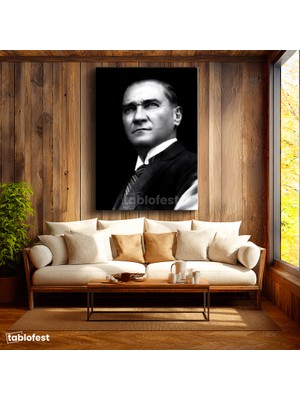 Tablofest Dikey Kanvas Tablo Atatürk Keskin Bakışlar Atatürk Tablosu Ev Ofis Duvar Dekoru