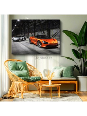 Tablofest Yatay Kanvas Tablo Depo Hangarda Iki Adet Mclaren Spor Araba Mclaren Tablosu Ev Ofis Duvar Dekoru