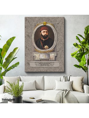 Tablofest Dikey Kanvas Tablo Sultan Abdülaziz Portresi Osmanlı Tablosu Ev Ofis Duvar Dekoru