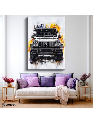 Tablofest Dikey Kanvas Tablo Mercedes G Serisi Jip Suv Mercedes Tablosu Ev Ofis Duvar Dekoru