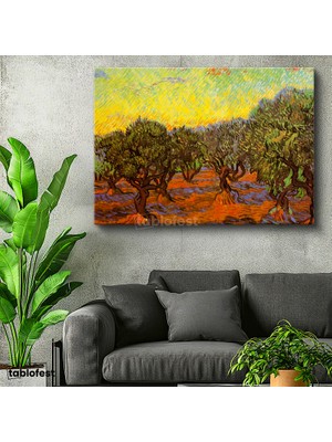Tablofest Yatay Kanvas Tablo Vincent Van Gogh Zeytin Ağaçları Tarlası Ressam Tablosu Ev Ofis Dekoru