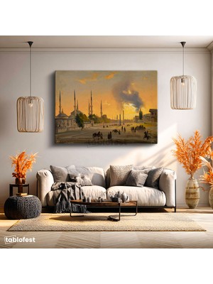 Tablofest Yatay Kanvas Tablo Ippolito Caffi Sultanahmet Meydanı Obelisk Minare Ressam Tablosu Ev Ofis Dekoru