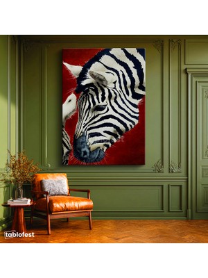 Tablofest Dikey Kanvas Tablo Doğal Desen Zebra Tablosu Ev Ofis Duvar Dekoru