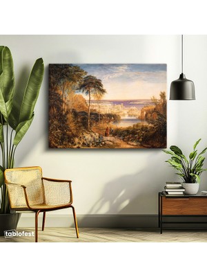 Tablofest Yatay Kanvas Tablo John Martin Kartaca Şehri Manzarası Deniz ve Figür Ressam Tablosu Duvar Dekoru