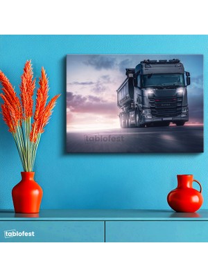 Tablofest Yatay Kanvas Tablo Karayolunda Seyir Halindeki Scania Kamyon Kamyon Tablosu Ev Ofis Duvar Dekoru
