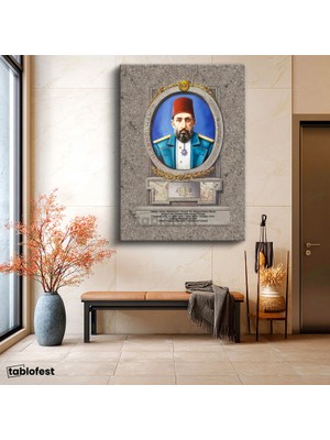 Tablofest Dikey Kanvas Tablo Sultan Iı Abdülhamid Portresi Osmanlı Tablosu Ev Ofis Duvar Dekoru