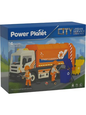 bebekokusu Power Planet City Sesli ve Işıklı Sök Tak Turuncu Çöp Kamyonu