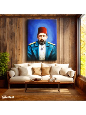 Tablofest Dikey Kanvas Tablo Sultan Iı Abdülhamid Modern Yorum Portresi Osmanlı Tablosu Ev Ofis Duvar Dekoru