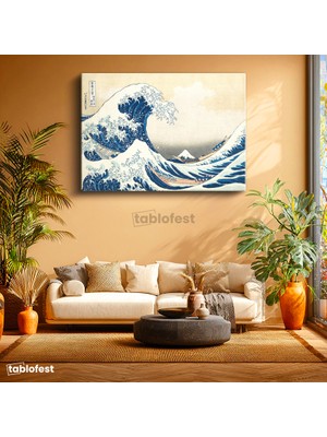 Tablofest Yatay Kanvas Tablo Hokusai Büyük Dalga Kanagawa Fuji Dağı Ukiyo-E Japon Ressam Tablosu Duvar Dekoru