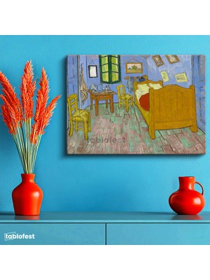 Tablofest Yatay Kanvas Tablo Van Gogh Arles'teki Yatak Odası Sandalye Ressam Tablosu Ev Ofis Duvar Dekoru