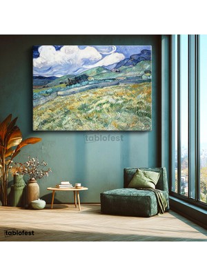Tablofest Yatay Kanvas Tablo Van Gogh Buğday Tarlası Yokuş Yukarı Ressam Tablosu Ev Ofis Duvar Dekoru