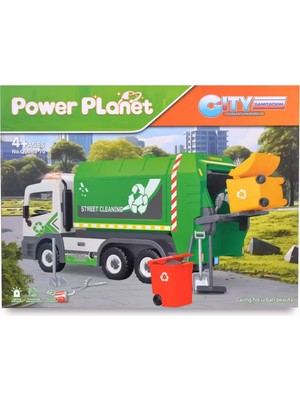 bebekokusu Power Planet City Sesli ve Işıklı Sök Tak Yeşil Çöp Kamyonu