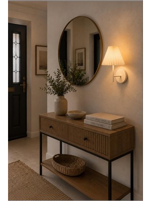 Elizim Home Lighting Luna Pliseli Modern Duvar Apliği – Krem Şapkalı, Beyaz Ayaklı, 15 cm Dekoratif Yatak Odası, Oturma Odası, Genç Odası Aplik