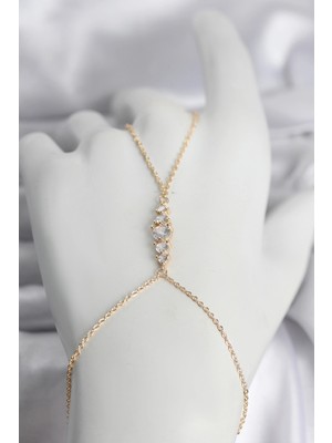 Shopwave Pirinç Gold Renk Zirkon Taşlı Kadın Şahmeran