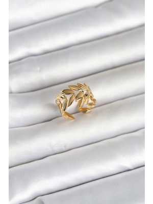 Shopwave 316L Çelik Gold Renk Başak Figür Kadın Yüzük