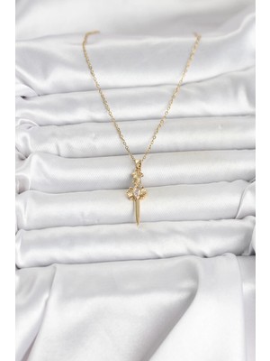 Shopwave 316L Çelik Zincir Gold Renk Kılıç Model Kadın Kolye