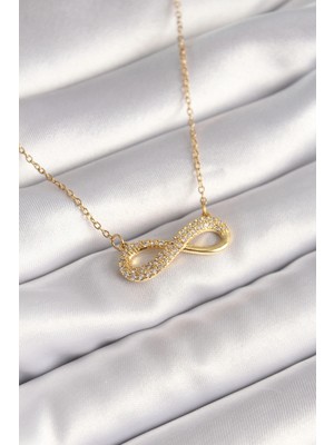 Shopwave 316L Çelik Gold Renk Zincir Zirkon Taşlı Sonsuzluk Model Kadın Kolye