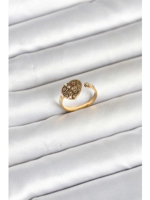 Shopwave 316L Çelik Gold Renk Kalp Model Kadın Yüzük