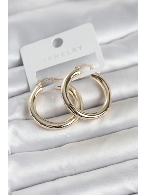 Shopwave Gold Renk Pirinç Halka 30 mm Kadın Küpe