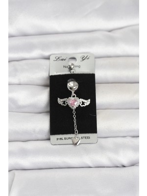 Shopwave 316L Cerrahi Çelik Kanatlı Kalp Model Göbek Piercing